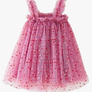 Pink Tulle Dress with Polka Dots